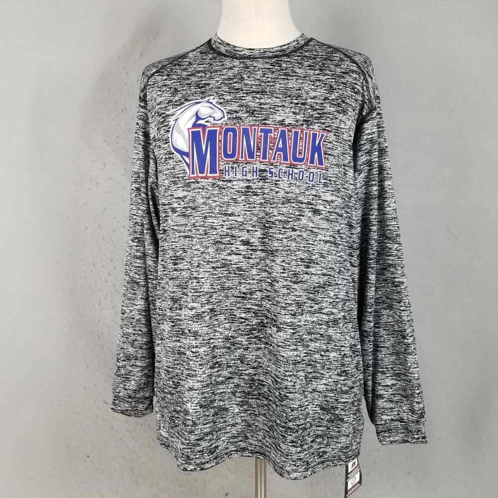 Montauk High School‎ Pullover Shirt Mens Large Badger Sport Long Sleeve Athletic